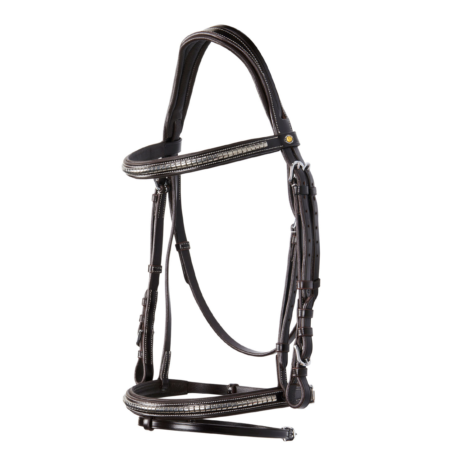 BRIGLIA EQUESTRO MODELLO CLINCHER ARGENTO + REDINI MODELLO KRIS ARGENTO