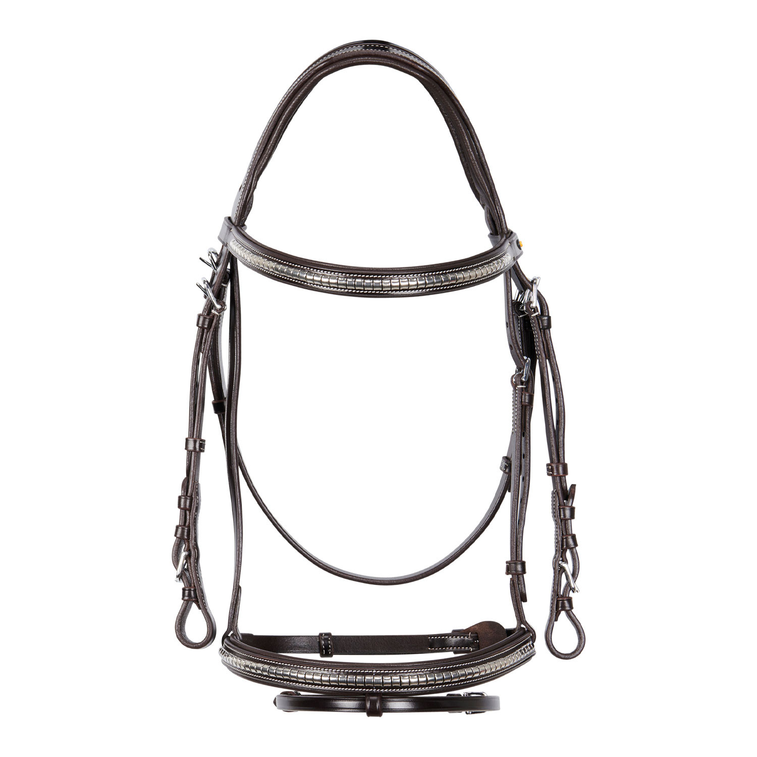 BRIGLIA EQUESTRO MODELLO CLINCHER ARGENTO + REDINI MODELLO KRIS ARGENTO