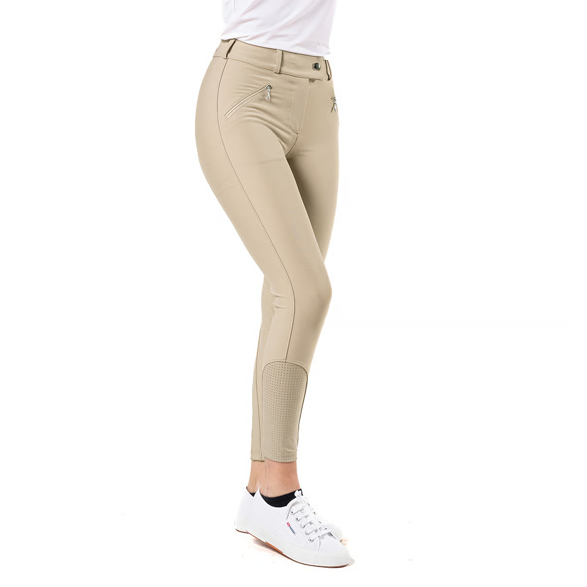 Aubrion Eltar Pantaloni Da Equitazione Donna – Verde, Taglia XXL – Tessuto Traspirante Nylon/Spandex Con Fondo In Silicone